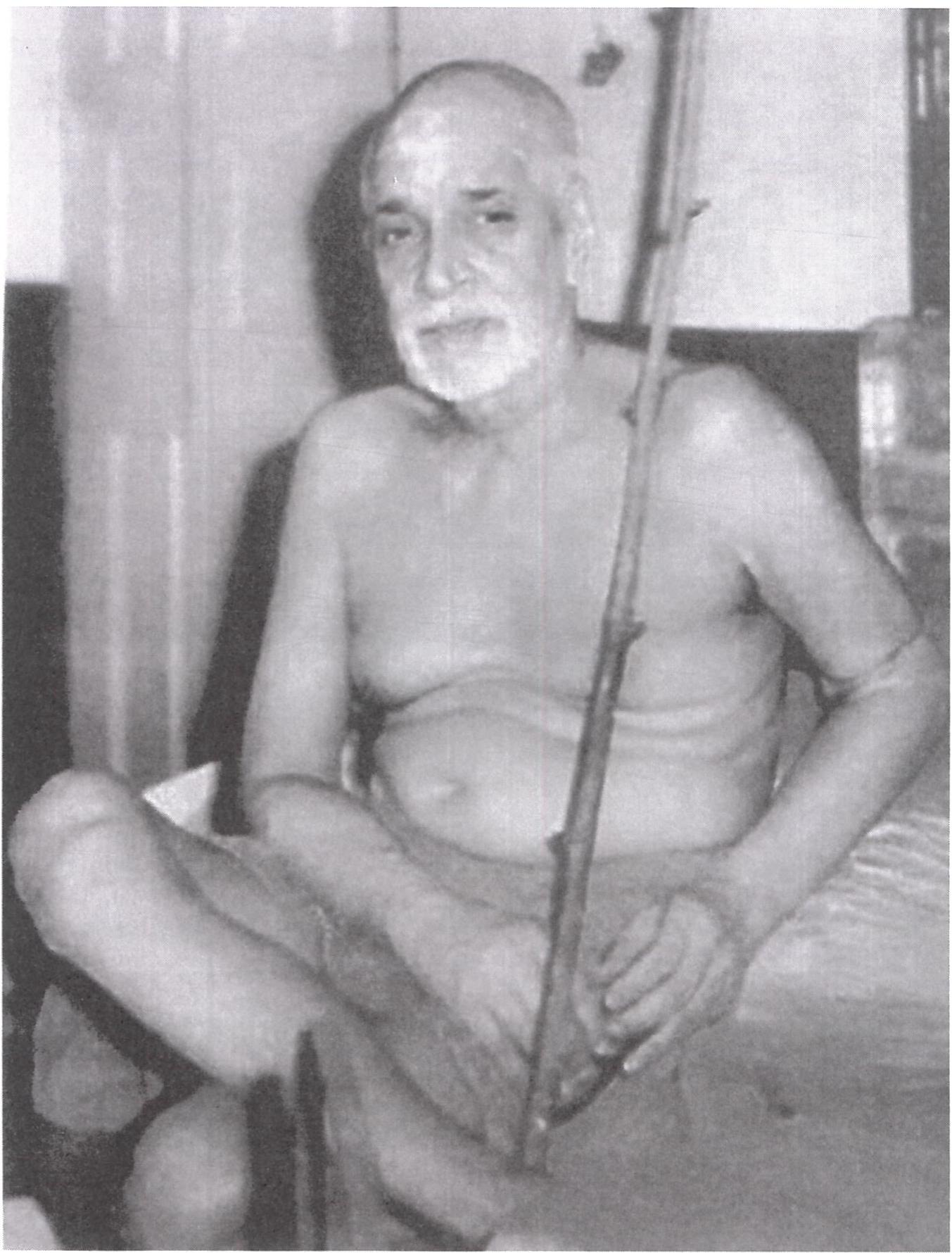 आसन पर विराजमान धर्मसम्राट स्वामी करपात्री जी महाराज